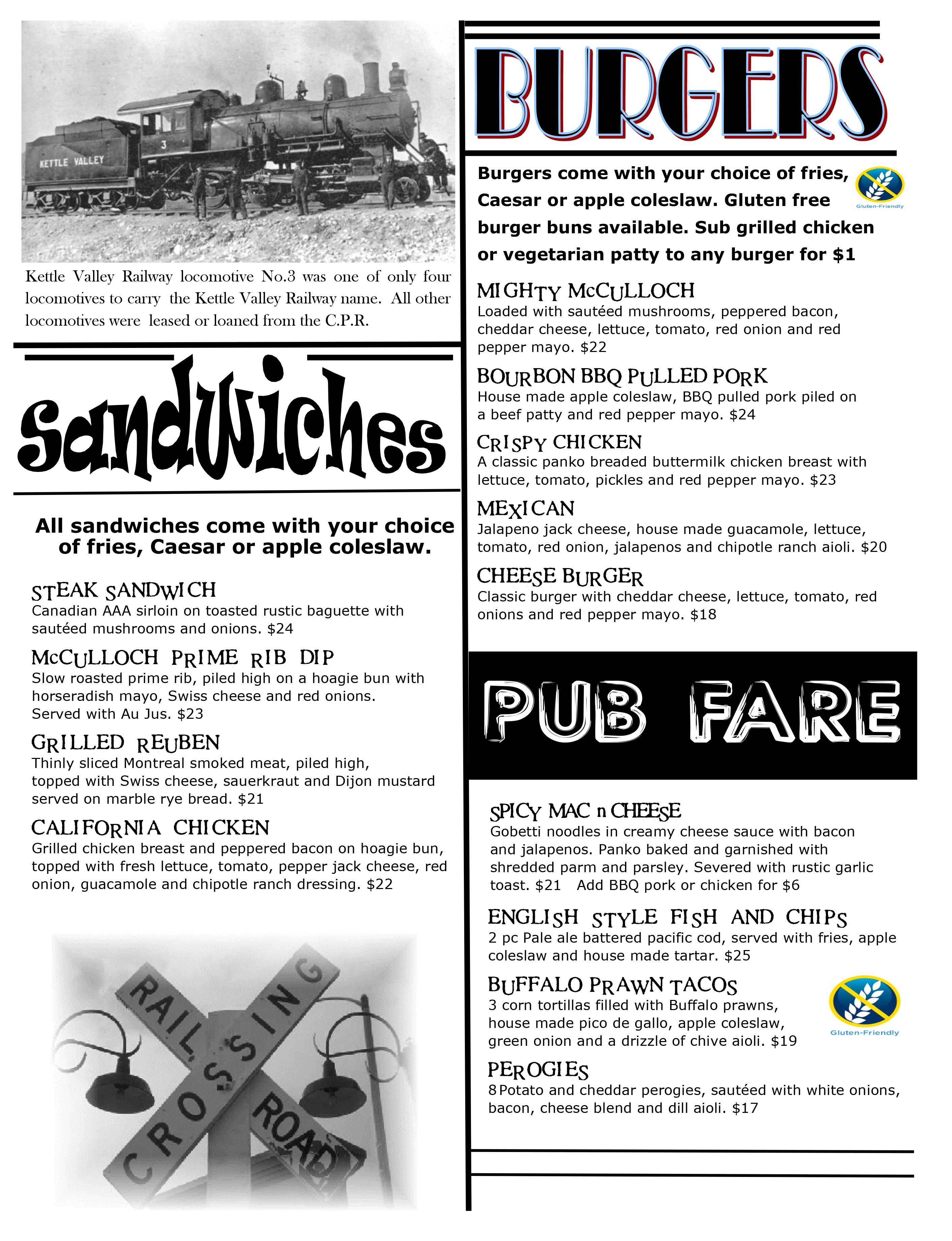 image of pub menu